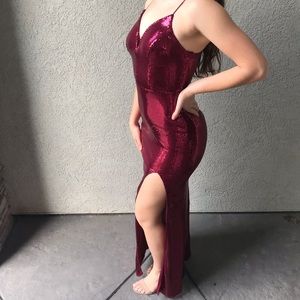 Red Sequin Prom Dress